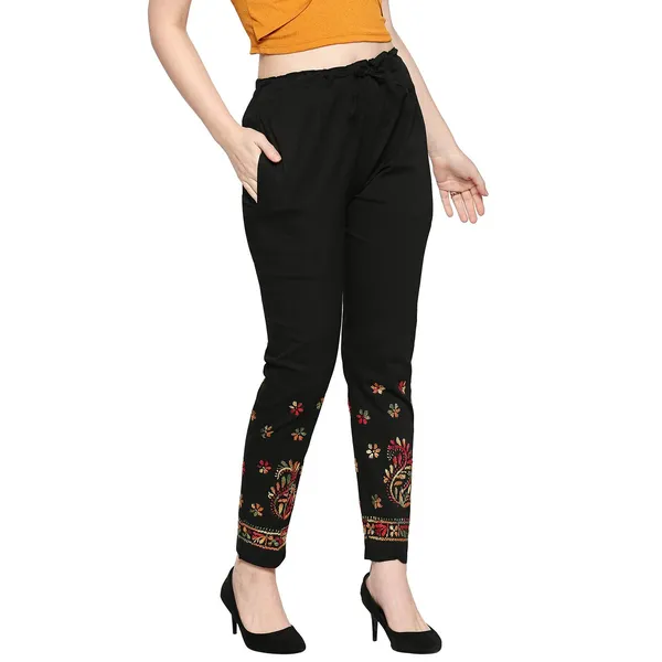 Supreme_Black_Cigarette_Pants_Palazzo_Salwar_Chikankari_Hand_Embroidered_Lycra_Cotton