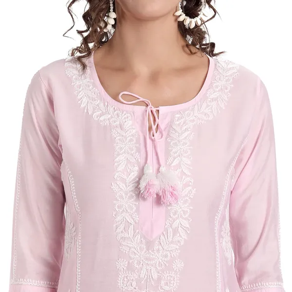 Pretty_Pink_Lucknow_Chikankari_Hand_Embroidered_Long_Kurti_Chanderi_Silk