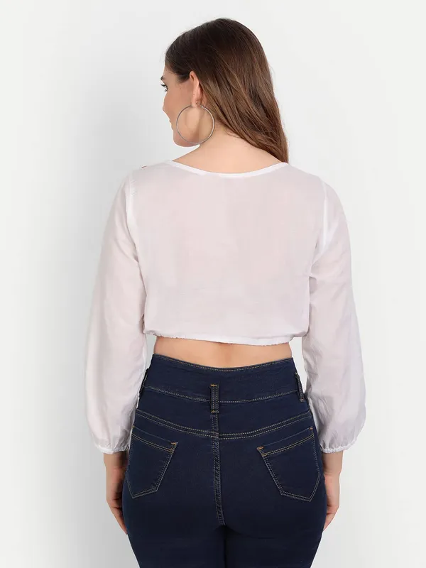 Pretty_Pink_Lucknow_Chikankari_Hand_Embroidered_Crop_Top_With_Tie_Ups_Cotton