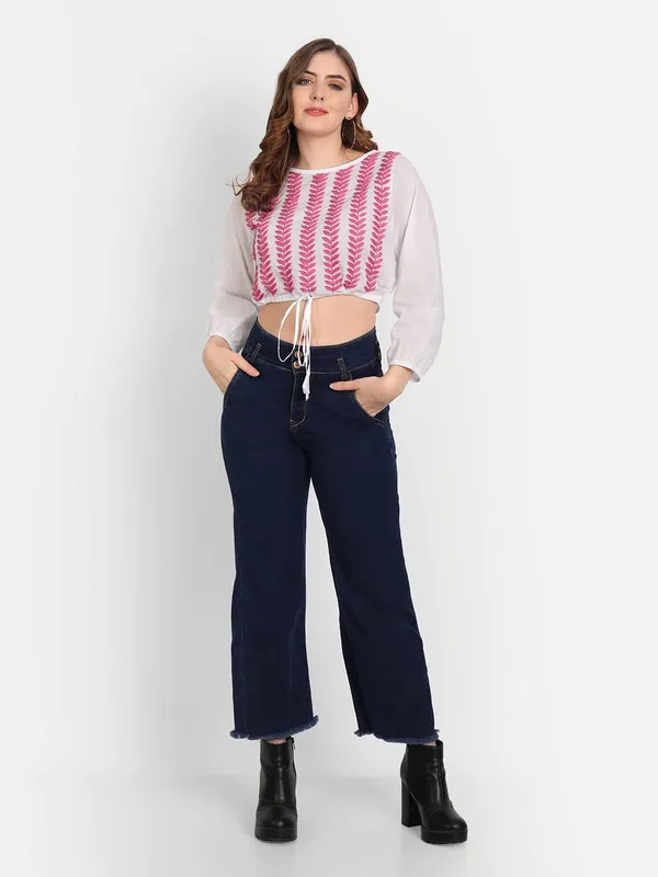 Pretty_Pink_Lucknow_Chikankari_Hand_Embroidered_Crop_Top_With_Tie_Ups_Cotton