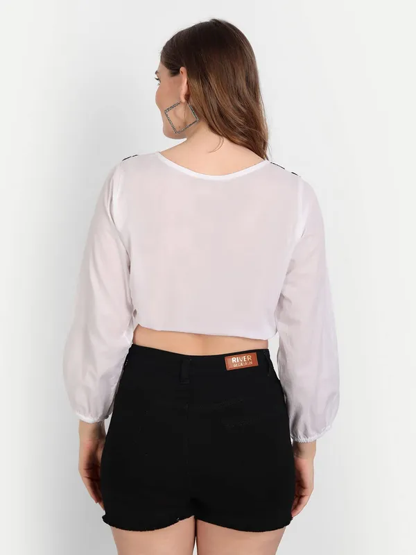 White_&_Black_Lucknow_Chikankari_Hand_Embroidered_Crop_Top_With_Tie_Ups_Cotton