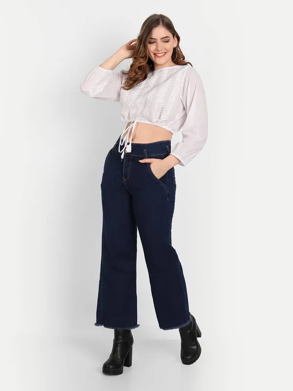 Pristine_White_Lucknow_Chikankari_Hand_Embroidered_Crop_Top_With_Tie_Ups_Cotton