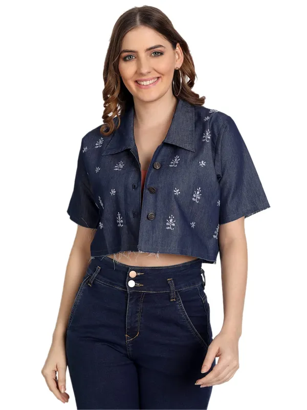 Blue_Lucknow_Chikankari_Hand_Embroidered_Crop_Top_Denim_Jacket