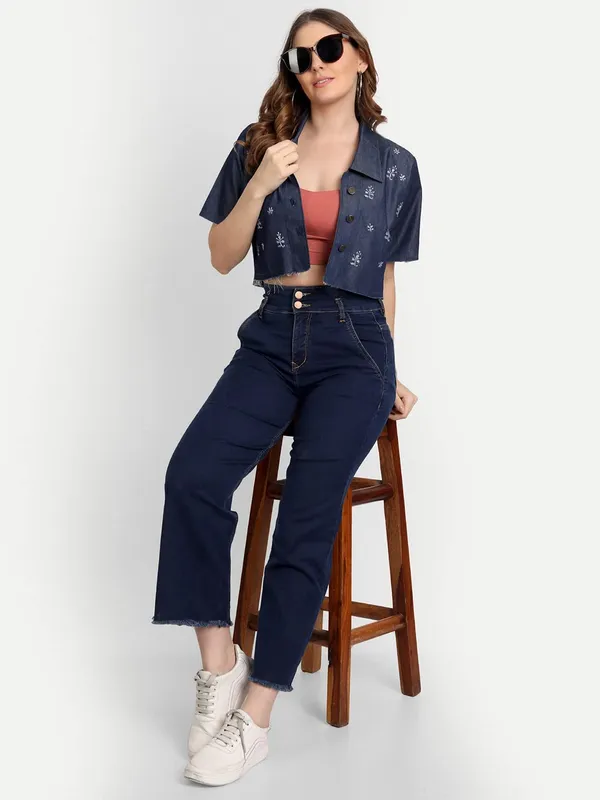 Blue_Lucknow_Chikankari_Hand_Embroidered_Crop_Top_Denim_Jacket