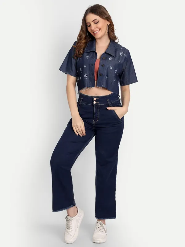 Blue_Lucknow_Chikankari_Hand_Embroidered_Crop_Top_Denim_Jacket