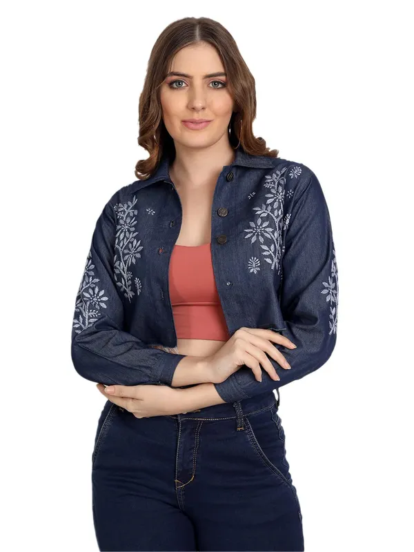 Indigo_Lucknow_Chikankari_Hand_Embroidered_Crop_Top_Denim_Jacket