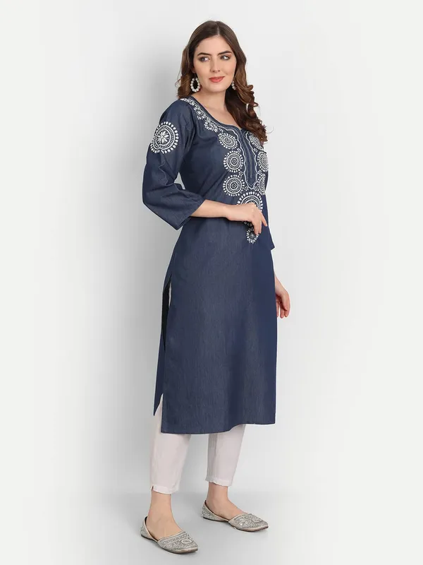 Indigo_Lucknow_Chikankari_Hand_Embroidered_Long_Kurta_Denim