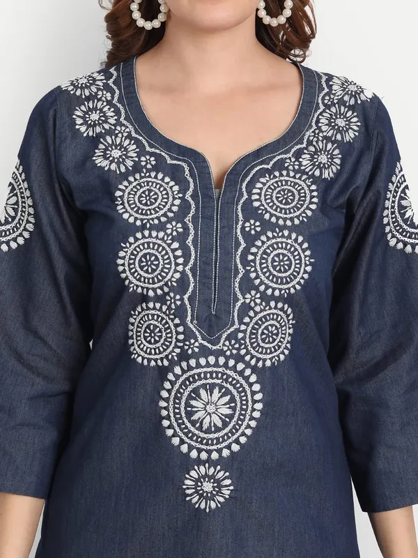 Indigo_Lucknow_Chikankari_Hand_Embroidered_Long_Kurta_Denim