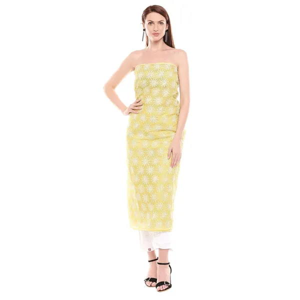 Olive_Lucknow_Chikankari_Hand_Embroidered_Dress_Material_For_Kurta_Cotton_Free_Size