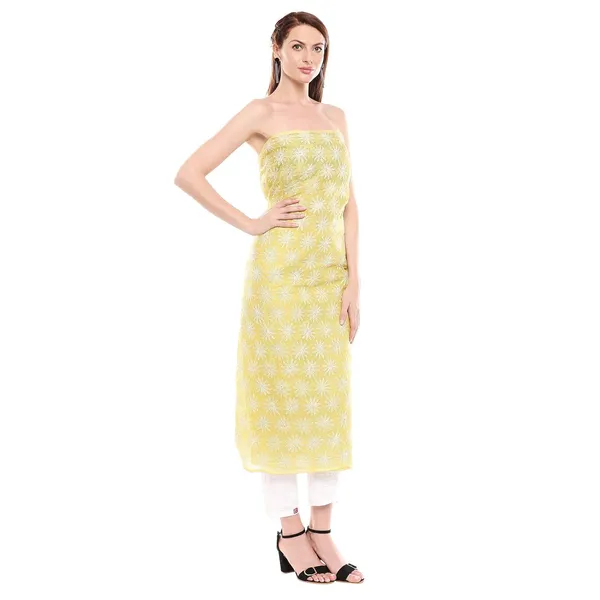 Olive_Lucknow_Chikankari_Hand_Embroidered_Dress_Material_For_Kurta_Cotton_Free_Size