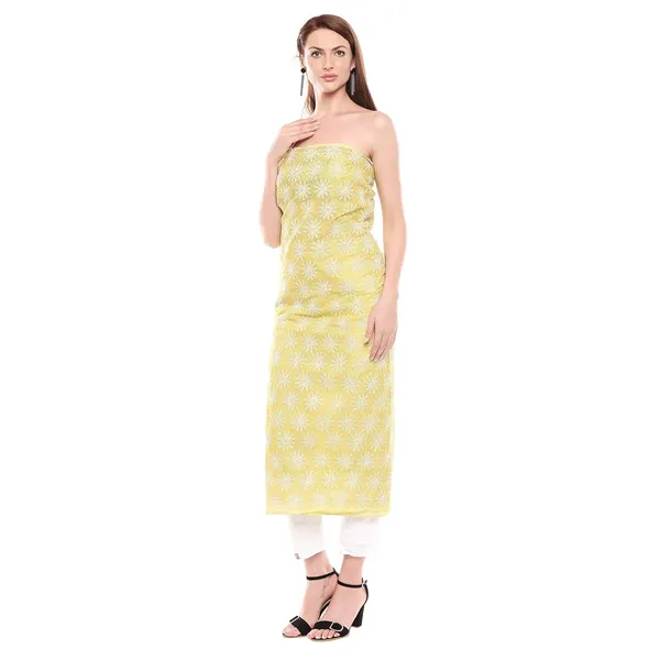 Olive_Lucknow_Chikankari_Hand_Embroidered_Dress_Material_For_Kurta_Cotton_Free_Size