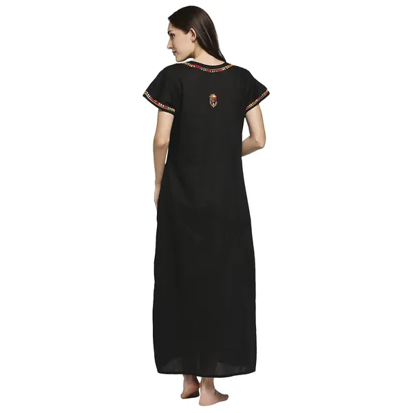 Charismatic_Black_Lucknow_Chikankari_Handcrafted_Night_Gown_Nighty_Cotton