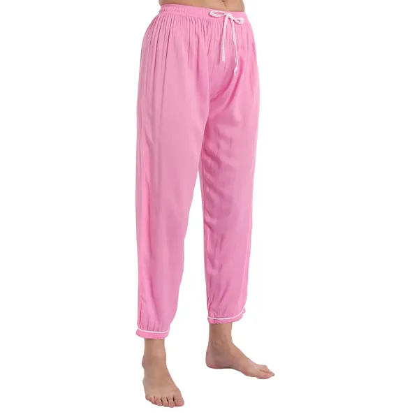 Hot_Pink_Chikankari_Hand_Embroidered_Women_Night_Suit_Lounge_Wear_Rayon
