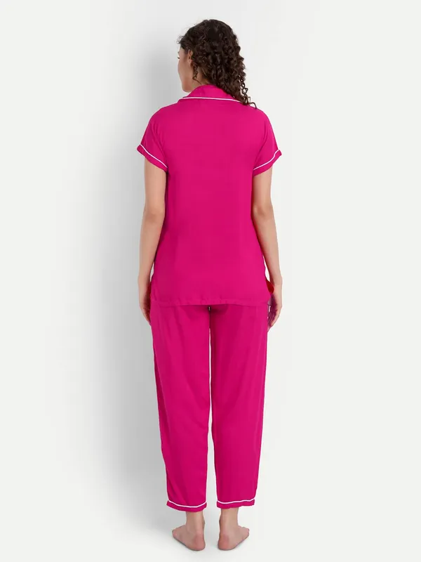 Fuchsia_Pink_Chikankari_Hand_Embroidered_Women_Night_Suit_Lounge_Wear_Rayon