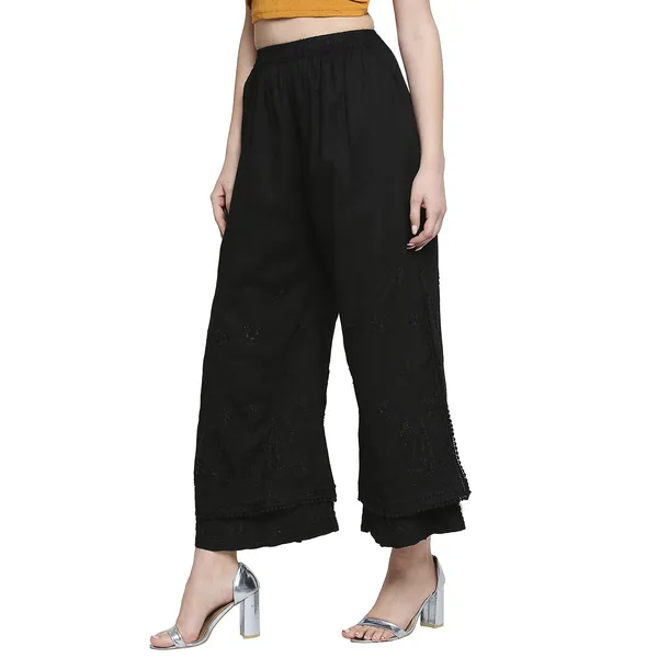 Charismatic_Black_Pants_Legging_Salwar_Chikankari_Hand_Embroidered_Layered_Palazzo_Cotton