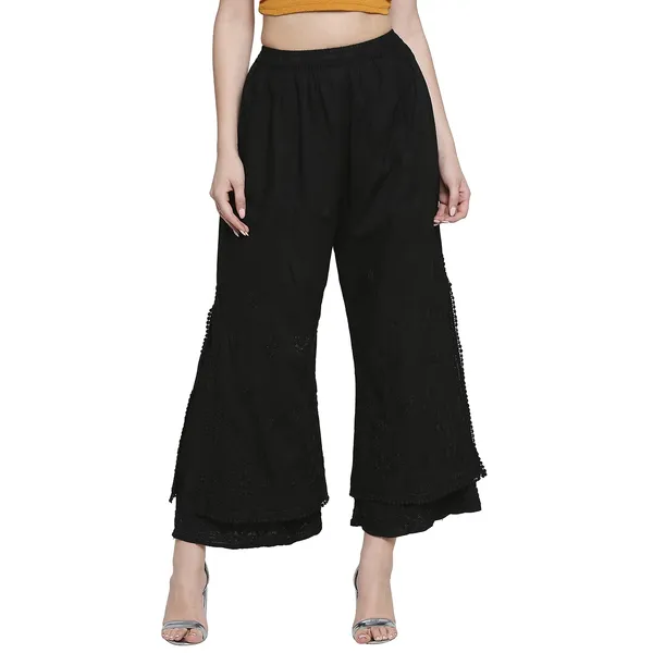 Charismatic_Black_Pants_Legging_Salwar_Chikankari_Hand_Embroidered_Layered_Palazzo_Cotton