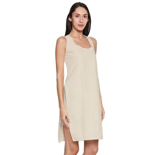 Black&Skin_Cotton_Rich_Soft_Camisole_Long_Knee_Length_Inner_Kurti/Suit_Slip/Under_Shirt_With_High_Side_Slits