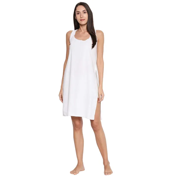 Black&White_Cotton_Rich_Soft_Camisole_Long_Knee_Length_Inner_Kurti/Suit_Slip/Under_Shirt_With_High_Side_Slits