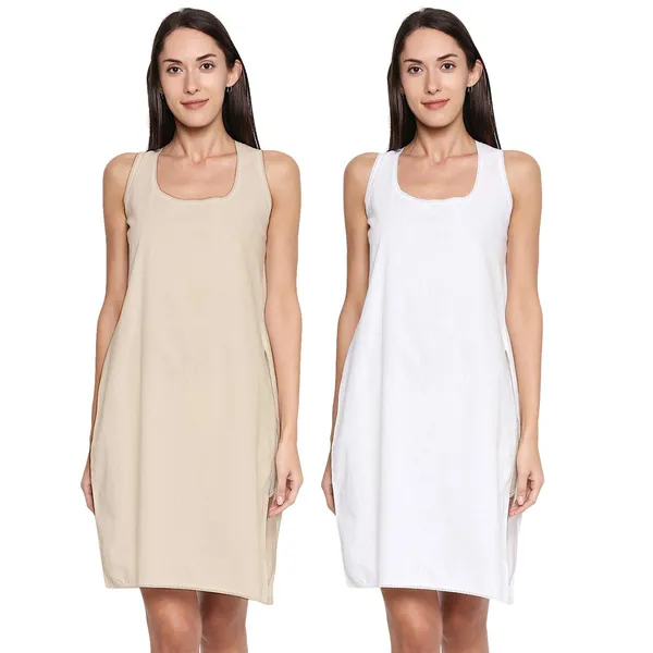 White&Skin_Cotton_Rich_Soft_Camisole_Long_Knee_Length_Inner_Kurti/Suit_Slip/Under_Shirt_With_High_Side_Slits
