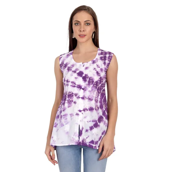 Purple_Lucknow_Chikankari_Hand_Embroidered_Tie_Dye_Kurta_Top_Blouse_Short_Kurtis