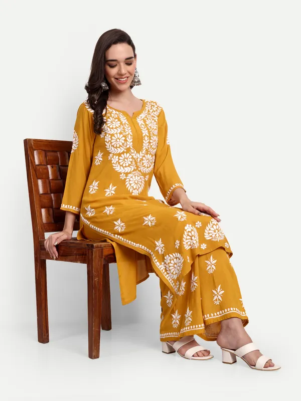 Indiankala4u_Chikanakri_Hand_Embroidered_Long_Kurta_Palazzo__Co_Ord_Set