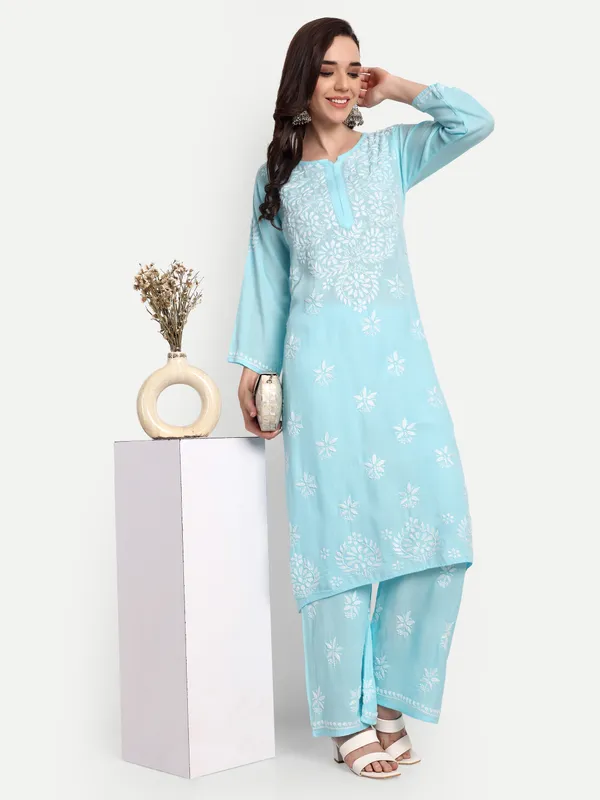 Indiankala4u_Chikanakri_Hand_Embroidered_Long_Kurta_Palazzo__Co_Ord_Set