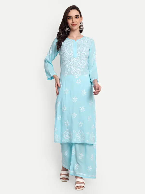 Indiankala4u_Chikanakri_Hand_Embroidered_Long_Kurta_Palazzo__Co_Ord_Set