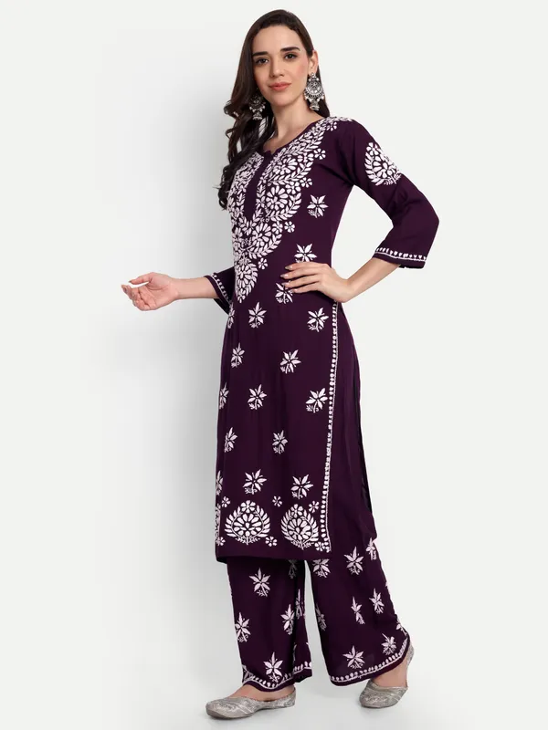 Indiankala4u_Chikanakri_Hand_Embroidered_Long_Kurta_Palazzo__Co_Ord_Set