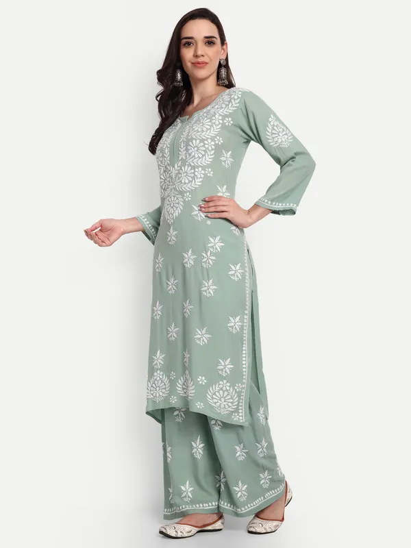 Indiankala4u_Chikanakri_Hand_Embroidered_Long_Kurta_Palazzo__Co_Ord_Set