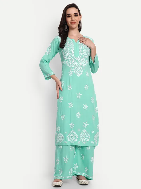 Indiankala4u_Chikanakri_Hand_Embroidered_Long_Kurta_Palazzo__Co_Ord_Set