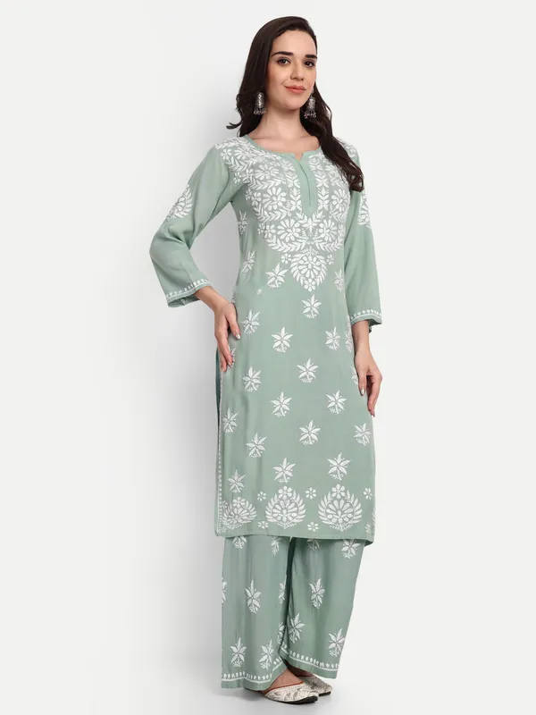 Indiankala4u_Chikanakri_Hand_Embroidered_Long_Kurta_Palazzo__Co_Ord_Set