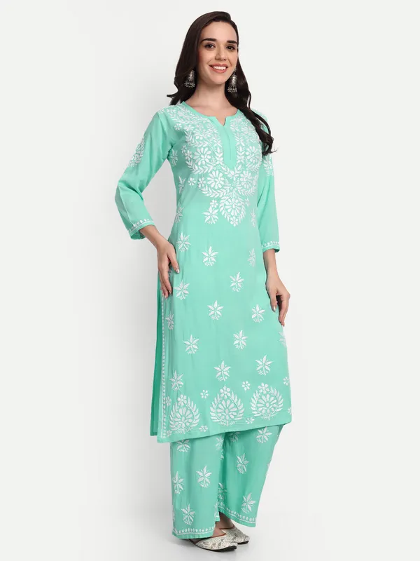 Indiankala4u_Chikanakri_Hand_Embroidered_Long_Kurta_Palazzo__Co_Ord_Set