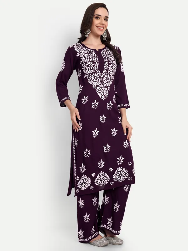 Indiankala4u_Chikanakri_Hand_Embroidered_Long_Kurta_Palazzo__Co_Ord_Set