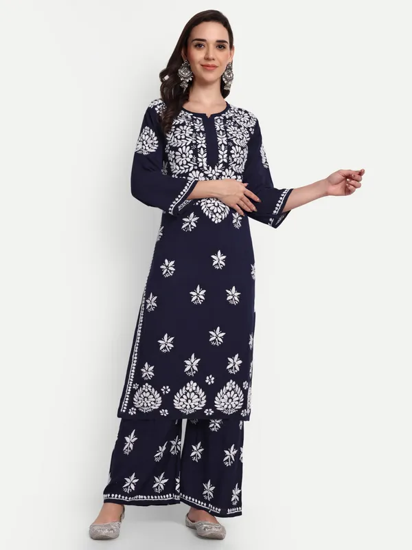 Indiankala4u_Chikanakri_Hand_Embroidered_Long_Kurta_Palazzo__Co_Ord_Set
