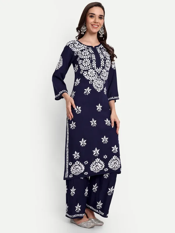 Indiankala4u_Chikanakri_Hand_Embroidered_Long_Kurta_Palazzo__Co_Ord_Set