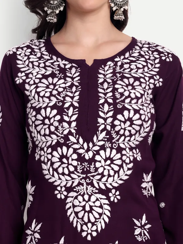 Indiankala4u_Chikanakri_Hand_Embroidered_Long_Kurta_Palazzo__Co_Ord_Set