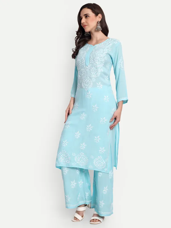 Indiankala4u_Chikanakri_Hand_Embroidered_Long_Kurta_Palazzo__Co_Ord_Set
