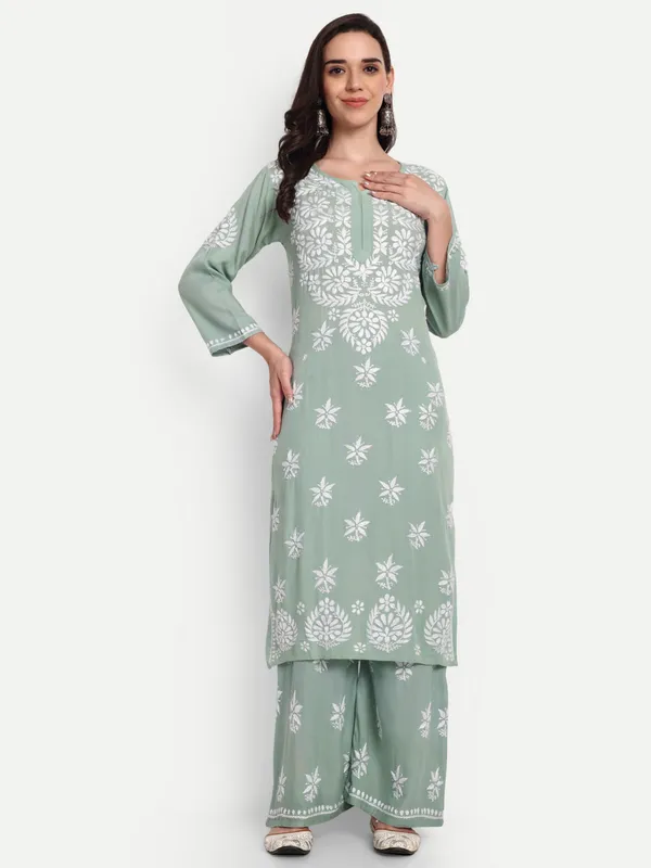 Indiankala4u_Chikanakri_Hand_Embroidered_Long_Kurta_Palazzo__Co_Ord_Set