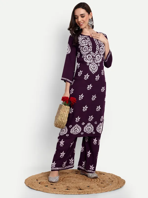 Indiankala4u_Chikanakri_Hand_Embroidered_Long_Kurta_Palazzo__Co_Ord_Set