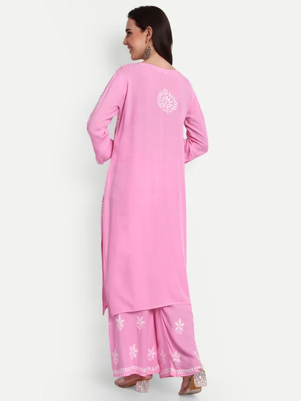 Indiankala4u_Chikanakri_Hand_Embroidered_Long_Kurta_Palazzo__Co_Ord_Set_Rayon