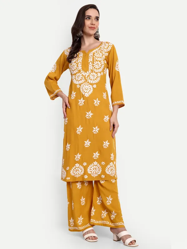 Indiankala4u_Chikanakri_Hand_Embroidered_Long_Kurta_Palazzo__Co_Ord_Set