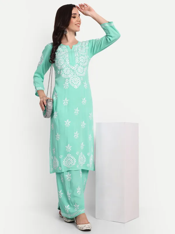 Indiankala4u_Chikanakri_Hand_Embroidered_Long_Kurta_Palazzo__Co_Ord_Set