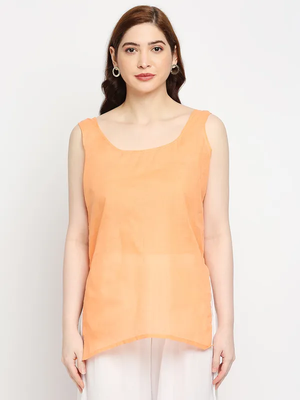 Peach_Georgette_A-Line_Kurti