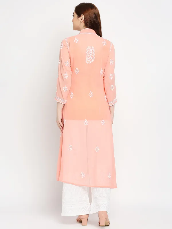 Peach_Georgette_A-Line_Kurti