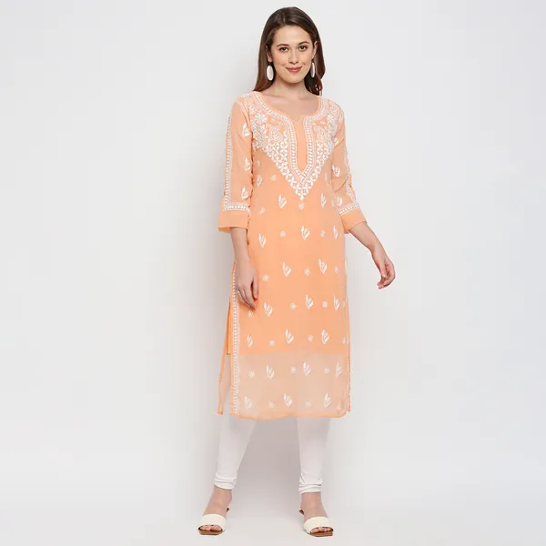 Indiankala4u_Lucknow_Chikankari_Hand_Embroidered_Kurta_With_Matching_Inner_Georgette