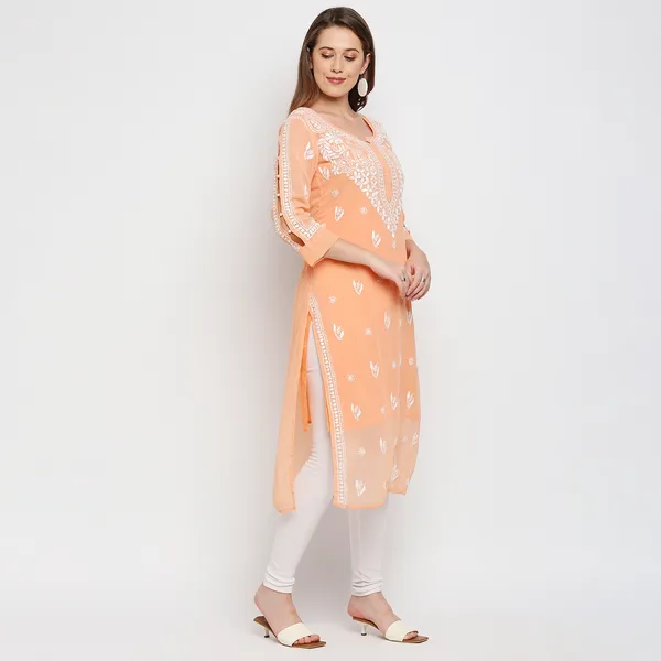 Indiankala4u_Lucknow_Chikankari_Hand_Embroidered_Kurta_With_Matching_Inner_Georgette
