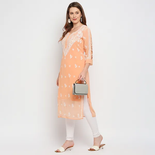 Indiankala4u_Lucknow_Chikankari_Hand_Embroidered_Kurta_With_Matching_Inner_Georgette