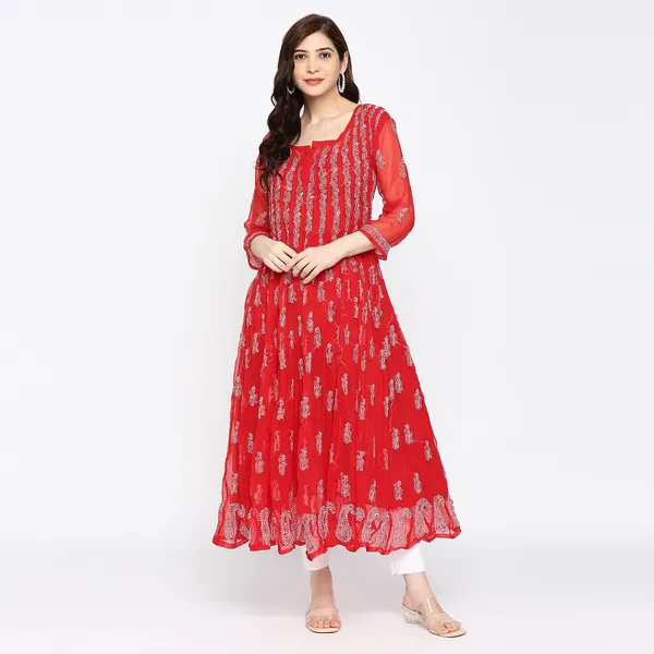Magical_Red_Faux_&_Georgette_Anarkali_Kurta