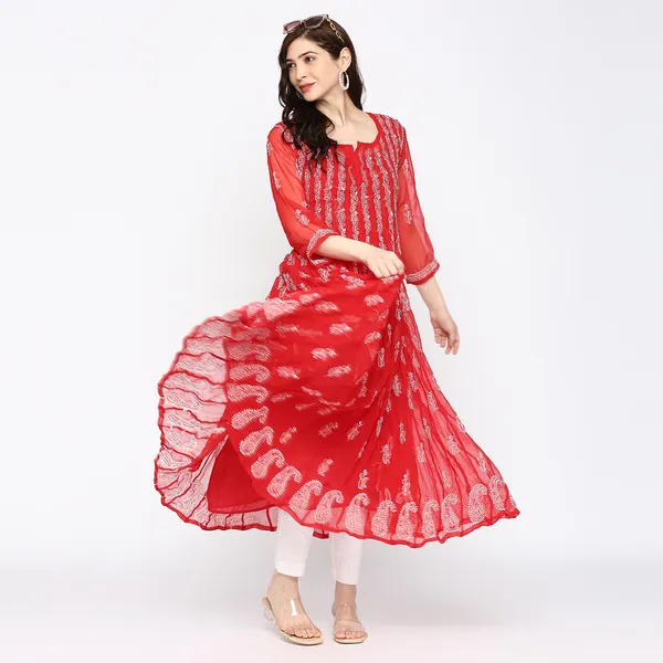 Magical_Red_Faux_&_Georgette_Anarkali_Kurta