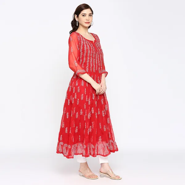 Magical_Red_Faux_&_Georgette_Anarkali_Kurta